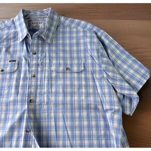 Poncho Sun Valley Performance Plaid Shirt Mens XXL Baby Blue White $84.95